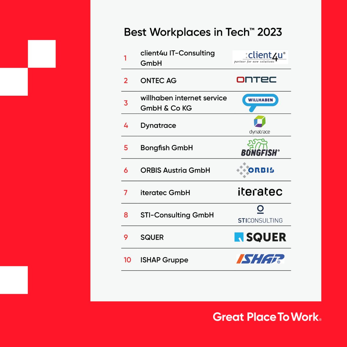 Best Workplaces in Tech 2023 (c) Great Place to Work