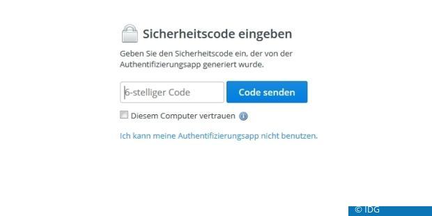 So sieht die Dropbox-Anmeldung mit aktivierter Zwei-Faktor-Authentifizierung aus. (c) IDG