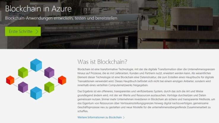 Mit "Blockchain in Azure" wirbt Microsoft für seine Cloud-Plattform, die sich durch Offenheit und Skalierbarkeit auszeichnen soll. (c) Microsoft