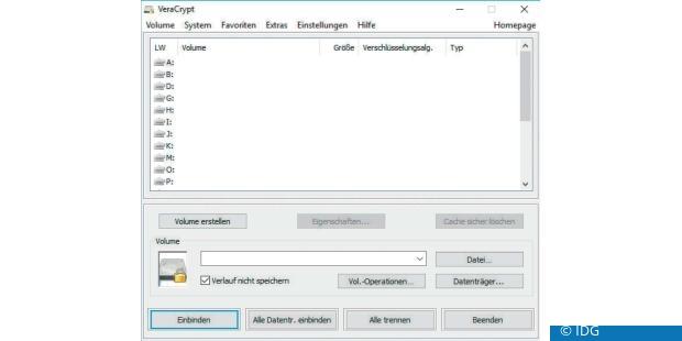 Das Verschlüsselungsprogramm Veracrypt sieht zwar so aus wie das beliebte Programm Truecrypt, wird aber anders als dieses noch weiterentwickelt. (c) IDG