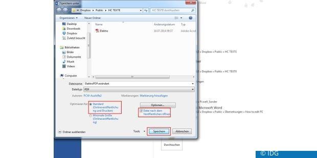 Speichern Sie das modifizierte PDF wieder. (c) IDG