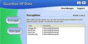 Guardian of Data Die Freeware Guardian of Data verschlüsselt einzelne Dateien und komplette Ordner nach dem AES-Algorithmus mit 256 Bit. Eine übersichtliche Bedienerführung und ein Programm-Assistent macht die Handhabung des Tools sehr einfach.