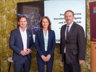 von links nach rechts: Hermann Erlach (General Manager Microsoft Österreich), Patricia Neumann (Präsidentin des Digitalbranchenverbands Internetoffensive Österreich und Vorstandsvorsitzende der Siemens AG Österreich) und Christian Helmenstein (Chefökonom der Industriellenvereinigung und Leiter des Wirtschaftsforschungsinstituts Economica). (c) Microsoft