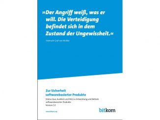 Das Cover des Bitkom-Leitfadens „Zur Sicherheit softwarebasierter Produkte“. (c) Bitkom