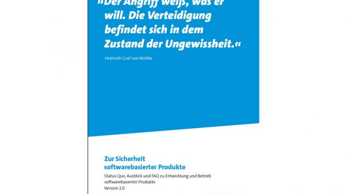 Das Cover des Bitkom-Leitfadens „Zur Sicherheit softwarebasierter Produkte“. (c) Bitkom