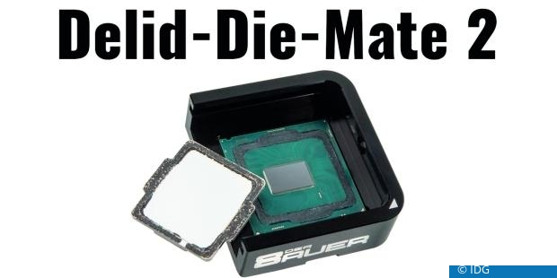 Ein Beispiel für einen „geköpften“ Prozessor: Links im Bild finden Sie den Heatspreader, rechts sehen Sie die eigentliche CPU. (c) IDG