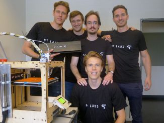Ein Teil des wachsenden 9T Lab-Teams: Giovanni Cavolina, Filippo Kusch, Selçuk Ercan, Martin Eichenhofer (v.l.n.r., hinten stehend) und Chester Houwink (vorne).