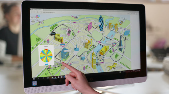 Gesteuert wird das Digital Innovation Game über eine App auf einem Tablet-PC.