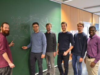 Das Quantenoptimierungsteam: Kilian Ender, Clemens Dlaska, Wolfgang Lechner, Rick van Bijnen, Andreas Kruckenhauser und Glen Bigan Mbeng. (c) Uni Innsbruck