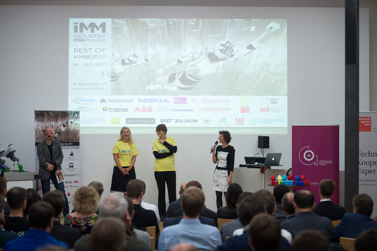 DigitalDays 2017 v.l.n.r.: Moderator Thom Kunz (IoT Austria), Ulrike Huemer (CIO der Stadt Wien), Eva Czernohorszky (Wirtschaftsagentur Wien) und Sandra Stromberger (Initiatorin von Industry meets Maker).