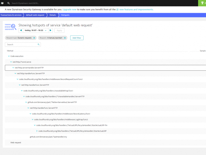 Die Dynatrace-Lösung liefert automatische Einblicke auf Code-Ebene.