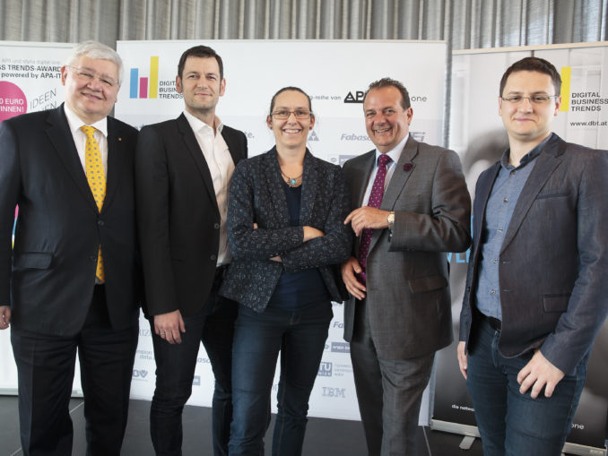 Wolfgang Schinagl (Wirtschaftskammer Steiermark), Clemens Prerovsky (APA - Austria Presse Agentur), Viktoria Pammer-Schindler (TU Graz & Know-Center), Thomas Stern (Braintrust, Moderation) und Mikhail Arshinskiy (Deloitte Österreich).