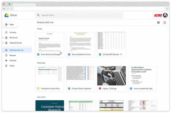 In der Demo von Google wird gezeigt, wie Verknüpfungen künftig in der G Suite respektive in Drive erstellt werden. (c) Google
