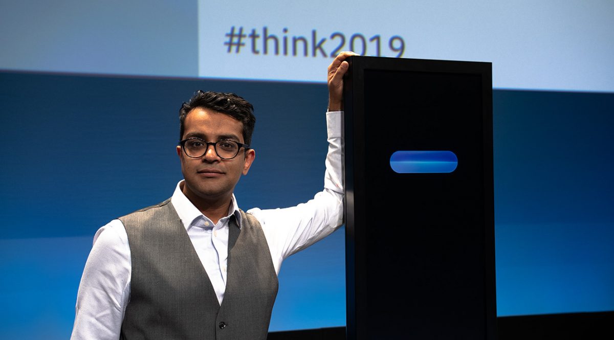 Mensch gegen Maschine: Auf der IBM THINK-Konferenz im Februar 2019 debatierte das mehrfach ausgezeichnete Redetalent Harish Natarajan vor Publikum mit Project Debater von IBM.