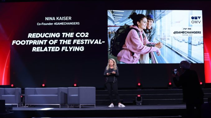 Keynote von Nina Kaiser über die Verminderung des CO2-Fußabdrucks des Festivals. (c) 4GAMECHANGER