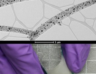 Fasern mit Nanopartikeln ermöglichen flexiblen Katalysator. (c) University of California