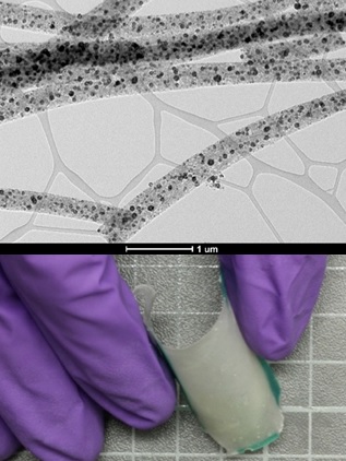 Fasern mit Nanopartikeln ermöglichen flexiblen Katalysator. (c) University of California