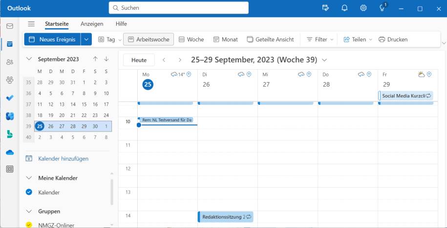 Der Kalender im neuen Outlook für Windows.