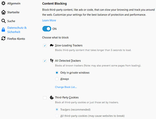 In der Firefox-Nightly sind verschiedene Anti-Tracking-Funktionen bereits enthalten.