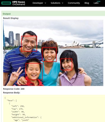 Mithilfe der Gesichtserkennungs-API von HPE können Entwickler in Fotos gefundene Daten importieren, extrahieren und analysieren. (c) HPE