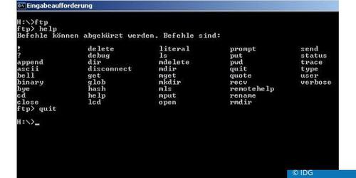 Hostnamem, FTP, Telnet FTP: Datei-Upload und -Download via File Transfer Protocol (c) IDG