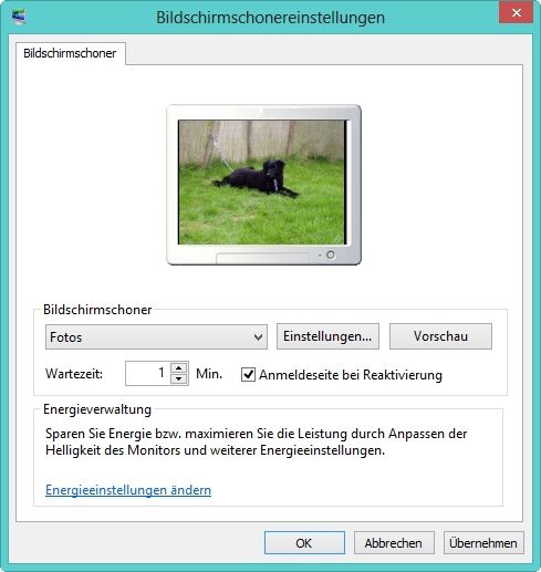 Den Bildschirmschon in Windows 8/8.1 können Sie durch ein Kennwort absichern lassen. (c) Thomas Joos