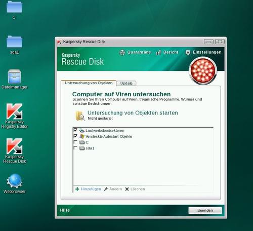 Mit der Kaspersky Rettungs Live-CD überprüfen Sie Rechner auf Viren und andere Angreifer. (c) Thomas Joos