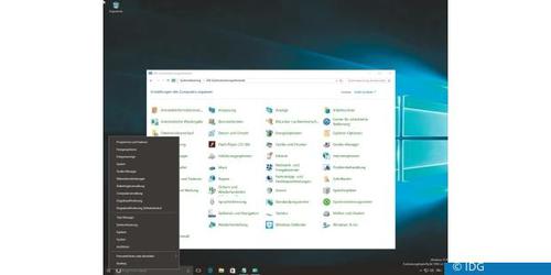 Auf dem Desktop von Windows 10 erreichen Sie die klassische Systemsteuerung nach einem Rechtsklick auf den Start-Knopf über den entsprechenden Eintrag „Systemsteuerung“ in der Liste. (c) IDG 
