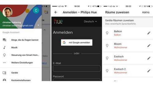 Smart-Home-Geräte können in der Google-Home-App einfach über das Sandwich-Menü oben links konfiguriert werden (c) pcwelt.de