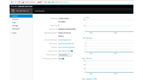 Browser GUI: Fedora 25 Server stellt eine Administrations-Oberfläche via Browser zur Verfügung. (c) computerwoche.de