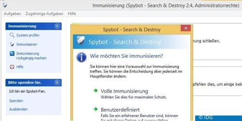 Mit Spybot können Sie Ihr System auch immunisieren lassen (c) IDG