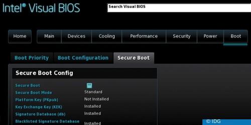 Bios-/Firmwareeinstellungen: Damit die Installation eines Linux-Systems auf einem Uefi- PC problemlos klappt, sollten Sie „Secure Boot“ im Bios-Setup deaktivieren. (c) IDG