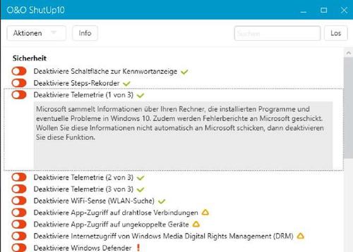 Windows 10 sammelt Daten und sendet sie an Microsoft. Über das Tool O&O Shutup deaktivieren Sie schnell die Funktion. (c) tecchannel.de