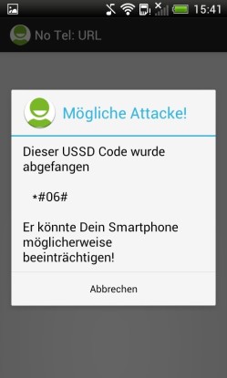 Abgefangen: Die App NoTelURL verhindert, dass das Smartphone bösartige Android-Codes ungefragt ausführt (c) pcwelt.de