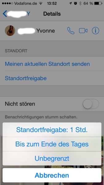 Standort in iMessage temporär freigeben (c) tecchannel.de