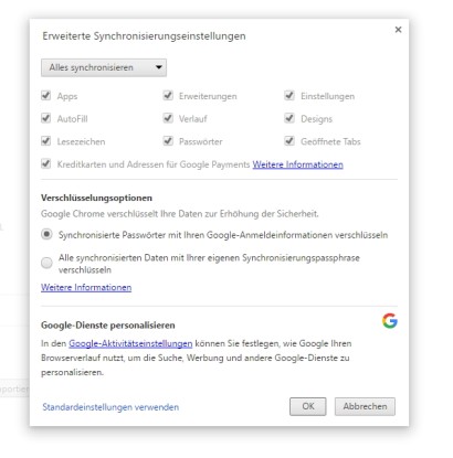 Nach der Anmeldung mit einem Google Konto lassen sich umfangreiche Synchronisierungsfunktionen in Google Chrome nutzen. (c) computerwoche.de