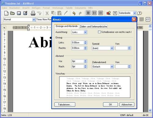 Flotter Texter: In puncto Textformatierung zeigt sich die Freeware AbiWord flexibel und reagiert dabei überaus flott. (c) pcwelt.de