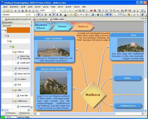Office-Visualisierung: Mit dem in der Private Edition kostenlosen Inforapid Knowledge Map fertigen Anwender Mind Maps und ähnliche Diagramme an. (c) pcwelt.de