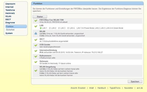 Zusatzinformationen über den Status der einzelnen Router-Komponenten. (c) Thomas Joos