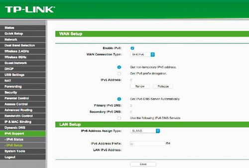 Gleiches Thema, anderes Beispiel: So sieht die IPv6-Konfiguration in einem Router des Herstellers TP-Link aus. (c) tecchannel.de