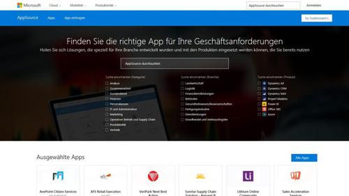 Mehr als 200 Apps soll es in Microsofts neuem App-Store AppSource zum Start geben. (c) computerwoche.de