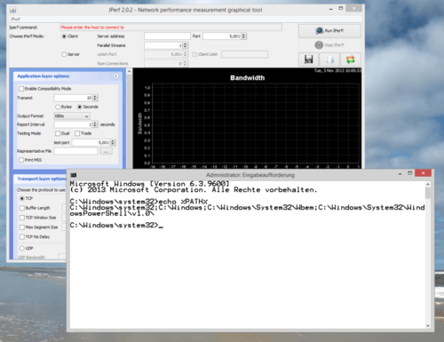 Weg von der Kommandozeile mithilfe von Java: Die Oberfläche JPerf ermöglicht eine einfachere Bedienung von iperf, verlangt aber bei der Inbetriebnahme ein wenig Verständnis auf der Systemebene. (c) Schlede/Bär