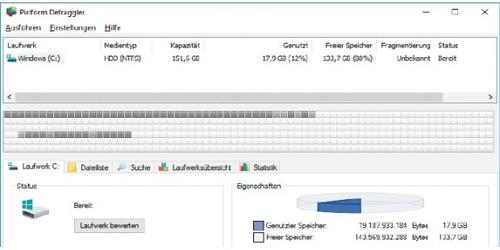 Defraggler beschleunigt den Dateizugriff per Defragmentierung. Mit dem Tool lassen sich auch gezielt einzelne, große Dateien defragmentieren. (c) pcwelt.de