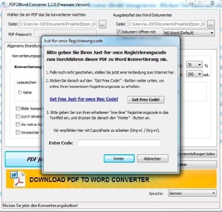 Sie erhalten beim PDF2Word Converter den Freischaltcode nur nach dem Lösen einer Rechenaufgabe auf der Webseite. (c) computerwoche.de