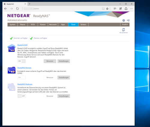 Die Anbieter von NAS-Systemen haben erkannt, dass die Nutzer gerne von überall her auf ihre Daten möglichst sicher zugreifen wollen und bieten wie hier Netgear mit „ReadyCloud“ entsprechende Lösungen an. (c) Schlede & Bär