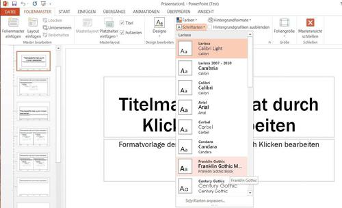 In einem Rutsch: Schriftarten in einer Präsentation lassen sich schnell und bequem wechseln, wenn man den Folienmaster anpasst. (c) PC-Welt