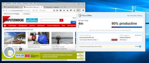 Surfen auf der Web-Seite der Computerwoche? Damit waren wir in diesem Fall zu 90 Prozent der Online-Zeit produktiv tätig, wenn man der Auswertung von 