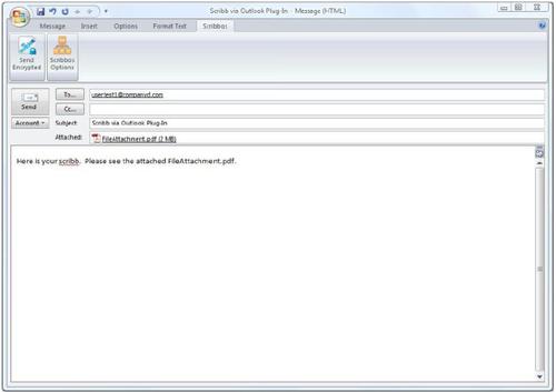 Scribbos erlaubt die verschlüsselte Kommunikation über das Internet in einer E-Mail-ähnlichen Form. Sie kann aber auch in Outlook integriert werden. (c) Bär/Schlede