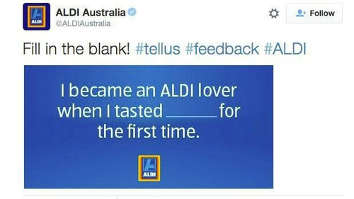 Lückentexte wie dieser hier von Aldi Australien können nach hinten los gehen. (c) Twitter