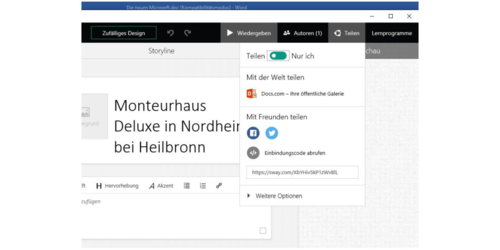Sobald Sie mit der Sway-Präsentation fertig sind, können Sie diese schnell und einfach teilen (c) Thomas Joos